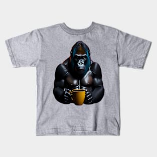 Gorilla with coffee mug Kids T-Shirt